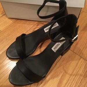 Size 6 black leather Irene heels from Steve Madden